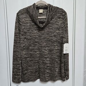 Faded Glory Brown Heathered Cowl Neck Sweater